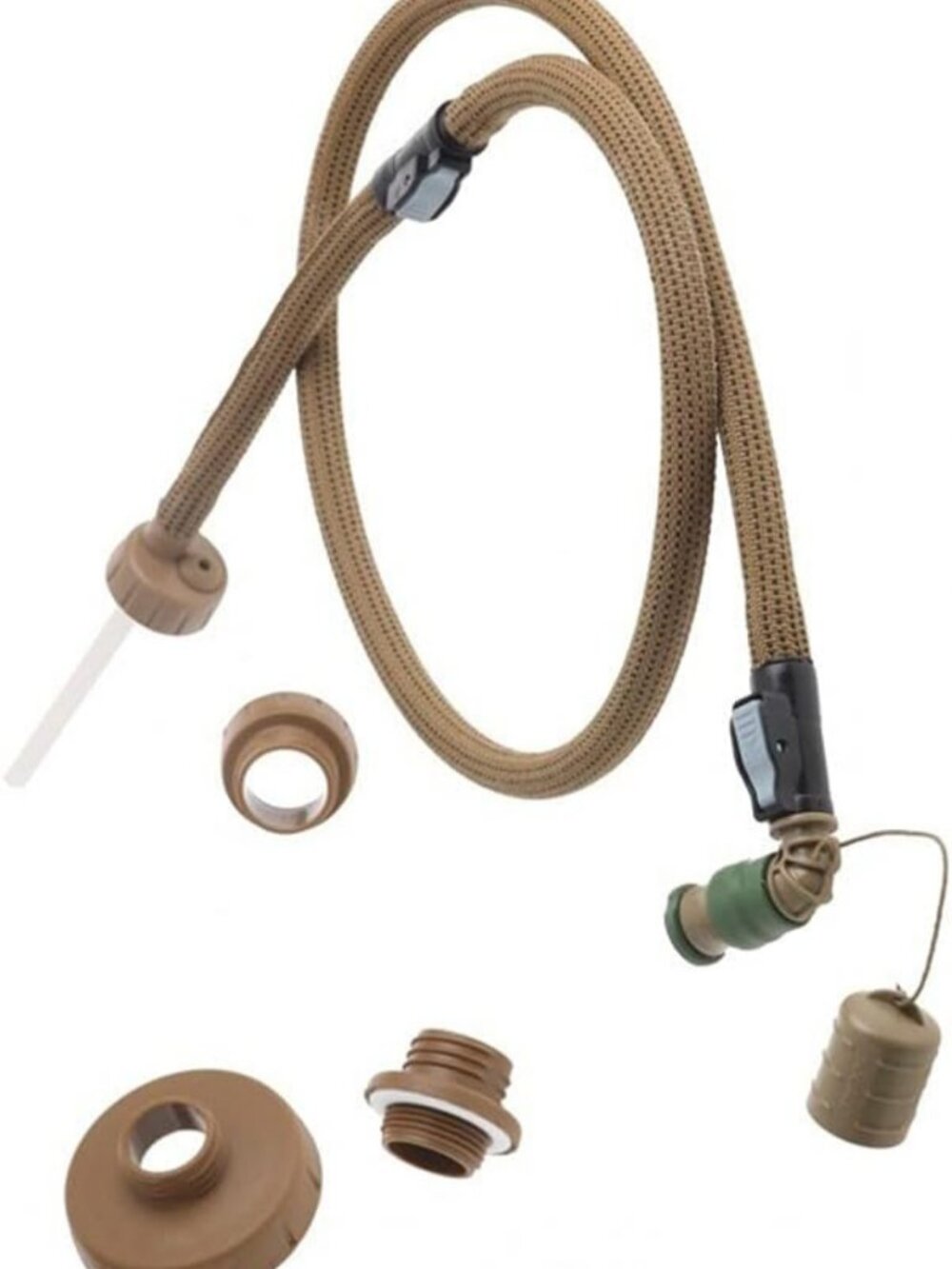 Tactical Water Bottle Adapter Kit - Convertube, Durable Plastic, Coyote Color